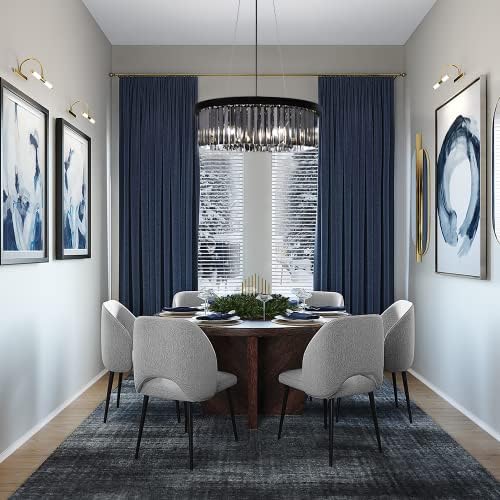 Wellmet Black-Crystal Chandelier for Foyer Dining Room, 6 Lights Modern Crystal Pendant Light, Vintage Ceiling Lighting Fixture for Kitchen Island, Living Room, Bedroom, Hallway, W-21.65”