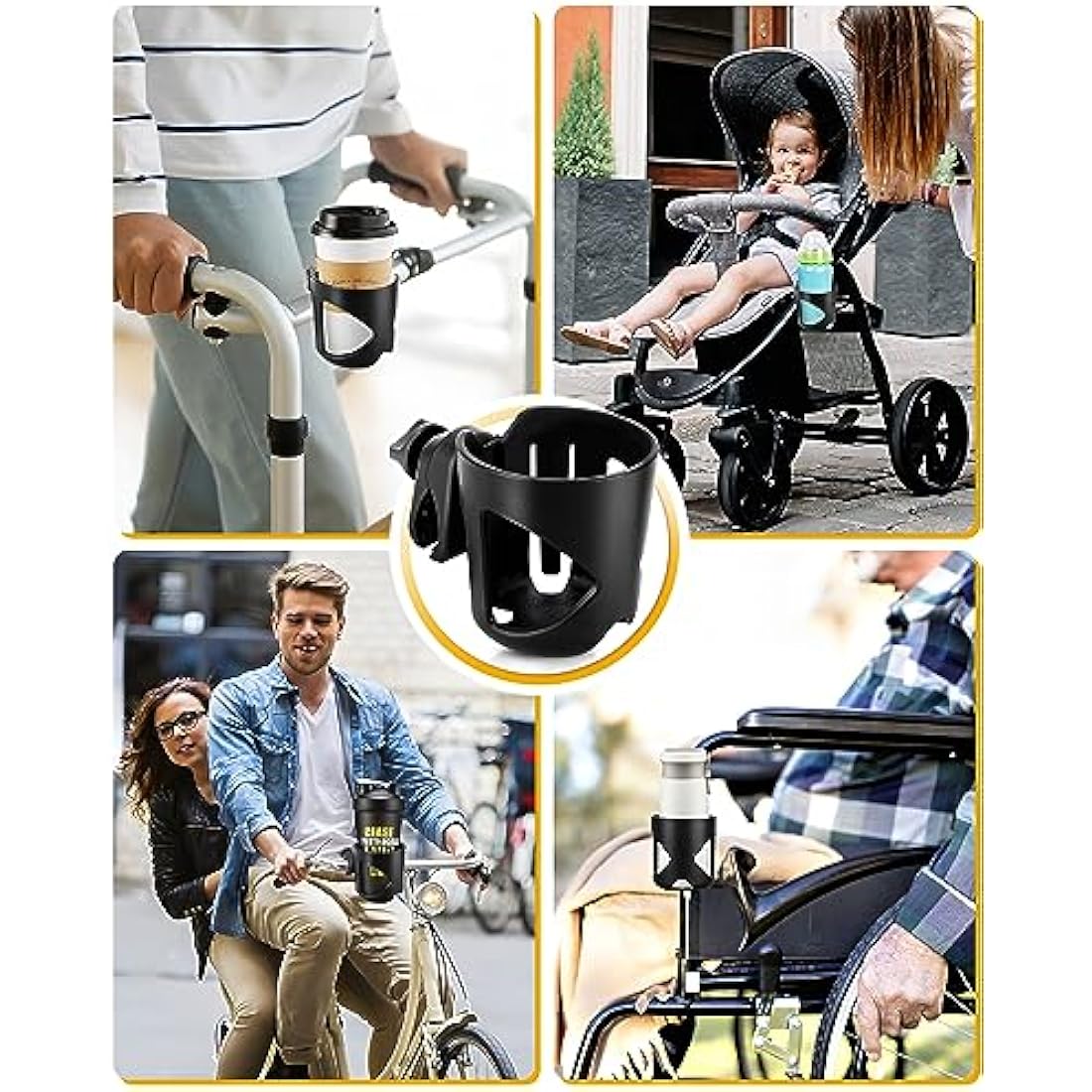 Stroller Cup Holder, Universal Drink Holder for Bikes, Trolleys or Walkers, Fits Most Cups