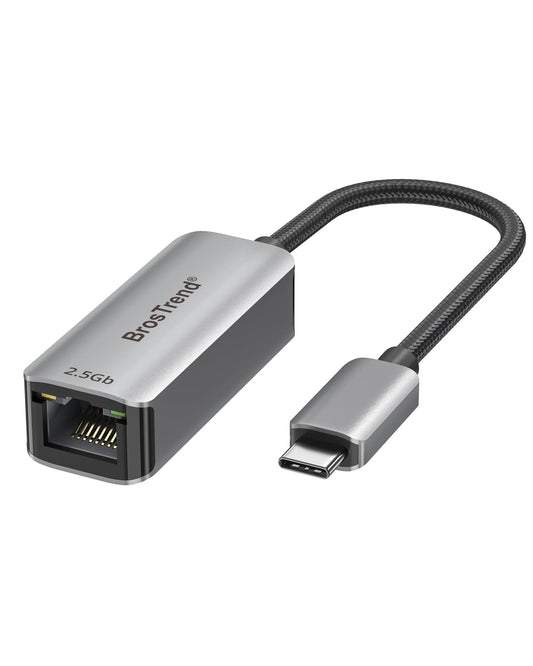 BrosTrend USB C to Ethernet Adapter, 2.5Gb Wired Network Adapter for PC MacBook Pro/Air, USB 3.2 Type-C to RJ45, Compatible with Thunderbolt 3/4/5,