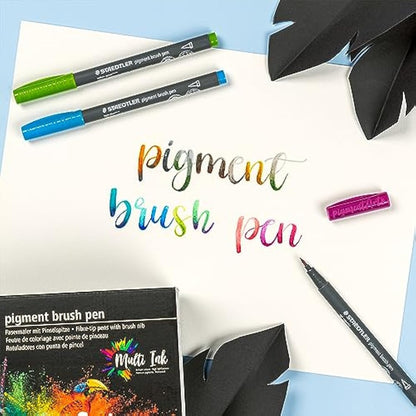 STAEDTLER 371 C36 Pigment Arts Brush Pen - Assorted Basic Colours (Pack of 36)