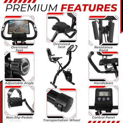 SmartXBike Pro 4-in-1 Exercise Bike Folding Indoor Cycling Fitness Bike with Magnetic Auto Resistance, FTP Power Training for Home Gym, Bluetooth Smartphone App Compatible with Kinomap, VZfit VR