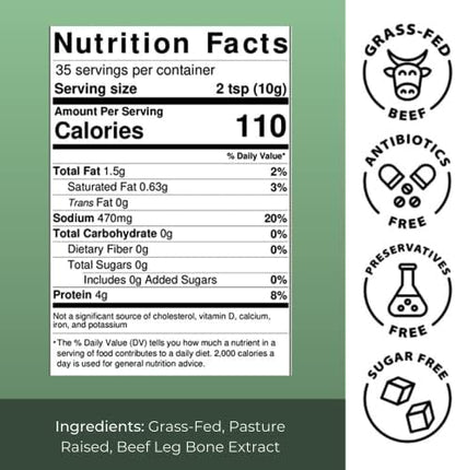 Beef Bone Broth Concentrate | Help Improve Joints, Skin, & Gut | Liquid Collagen Amino Acids | Keto, High Protein, Gluten Free | Made from Grass-Fed Beef - 35 Servings / 8.7 litres