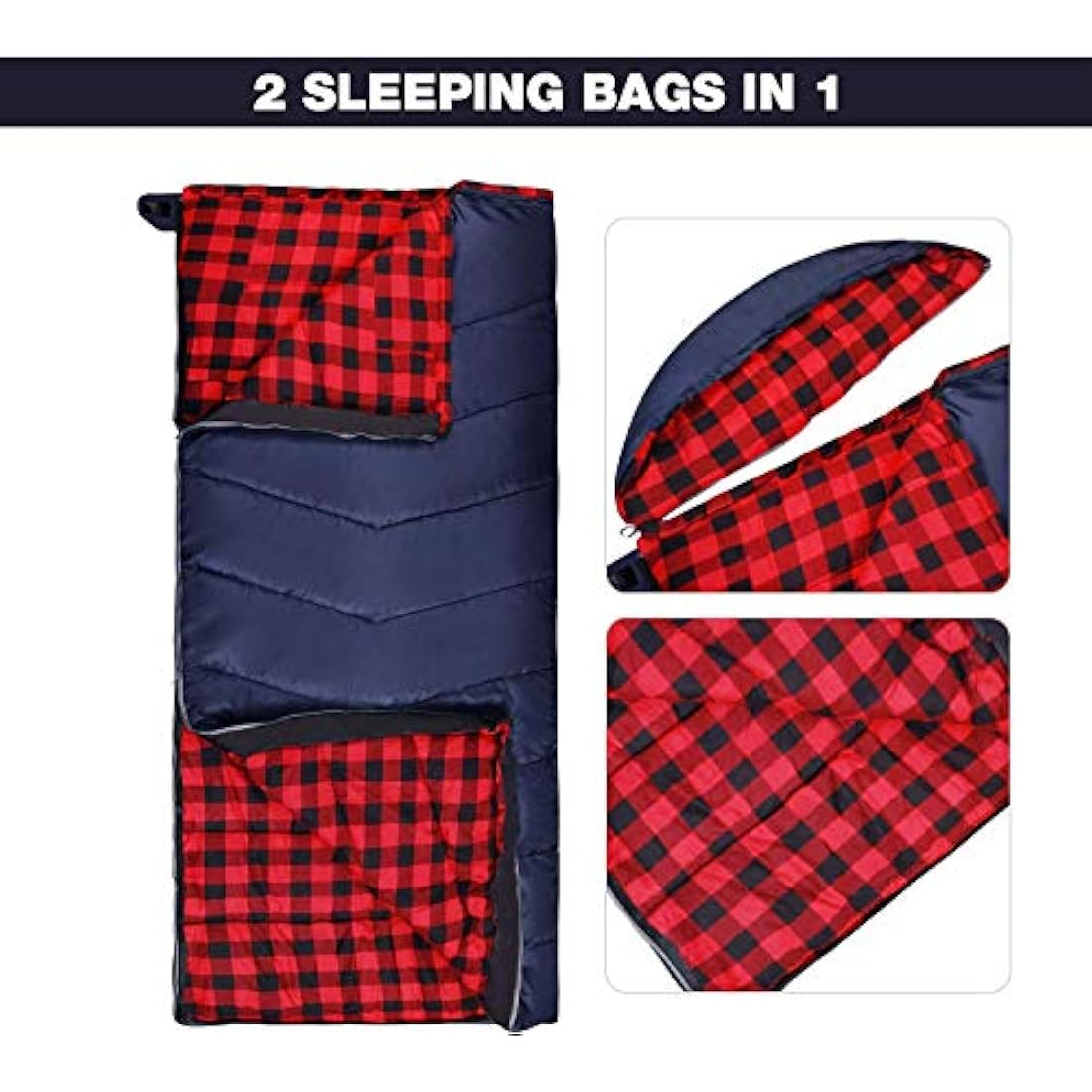 REDCAMP Cotton Flannel Sleeping Bags for Camping, 3-Season Warm and Comfortable Adult Sleeping Bag, Envelope with 2/3/4lbs Filling