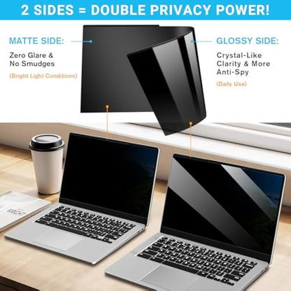 ZOEGAA Laptop Privacy Screen 14 Inch 16:9,Magnetic Removable Anti-Glare Blue Light Blocking Laptop Privacy Screen, Compatible with Dell/Lenovo/HP/Huawei/Acer/Asus