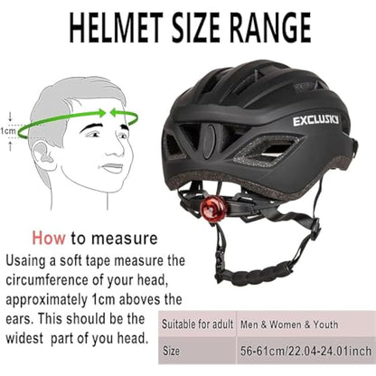 Exclusky Bike Helmet Men Women Cycle Helmet with Light Breathable MTB Mountain Bicycle Helmet for Adult Road Cycling Helmet 56-61cm