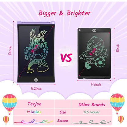 TECJOE 2 Pack LCD Writing Tablet, 10 Inch Colorful Doodle Board for Kids, Electronic Drawing Tablet Drawing Pads,Kids Travel Games Activity for Learning,Gifts for 3–6-Year-Old(Pink and Violet)