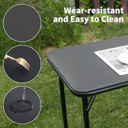 KAIHAOWIN Set of Desk and Chair, Computer Table/Dining Table 97 x 47 cm and Folding Chair 40 x 40 cm, Folding Desk and Chair, Outdoor, Black