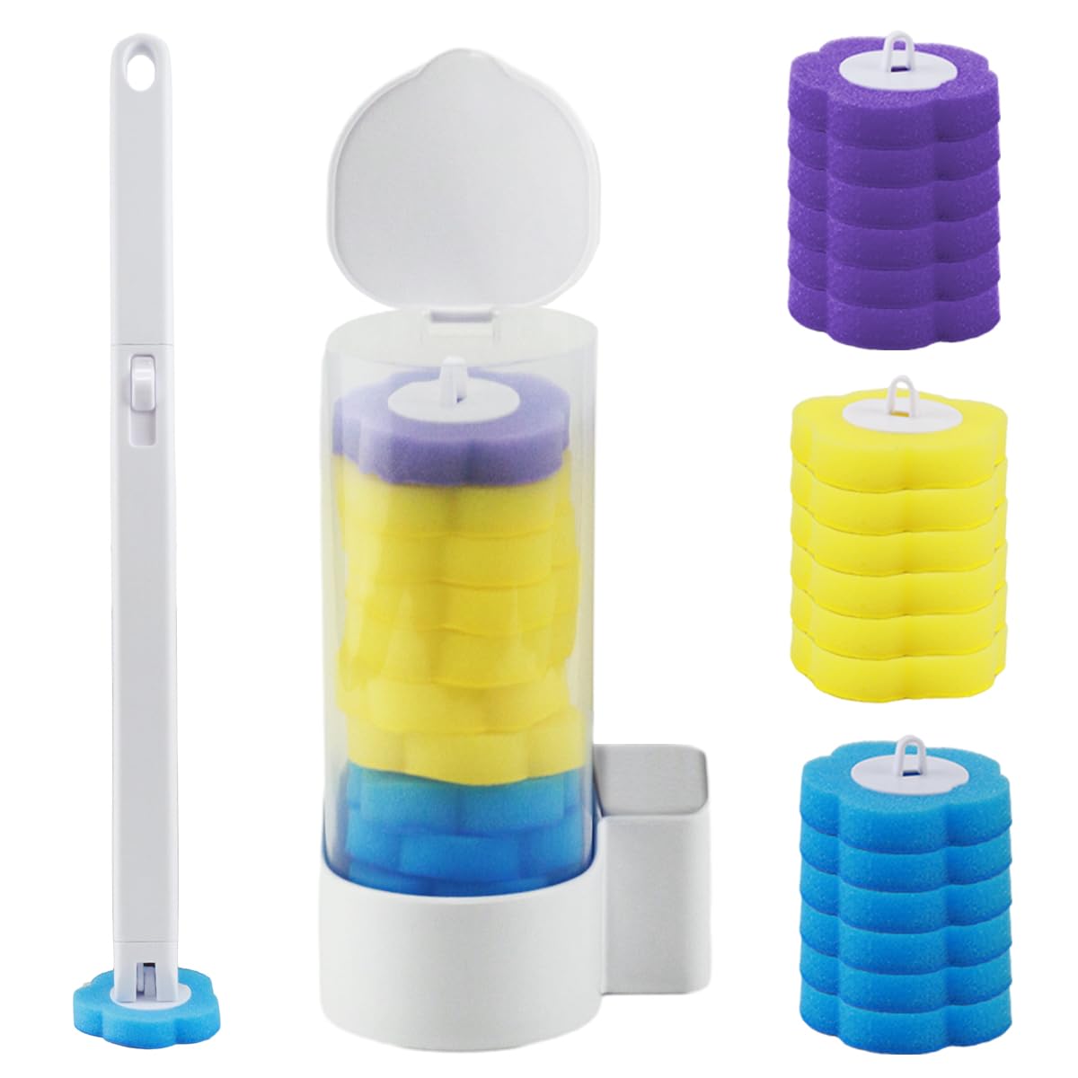 Disposable Toilet Brush & Holder Set with 18 Toilet Wand Replacement Heads