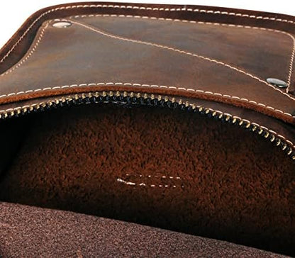 Le'aokuu Mens Genuine Leather Messenger Shoulder Bag Waist Bag Pack Drop Leg Bag Motorcycle 833