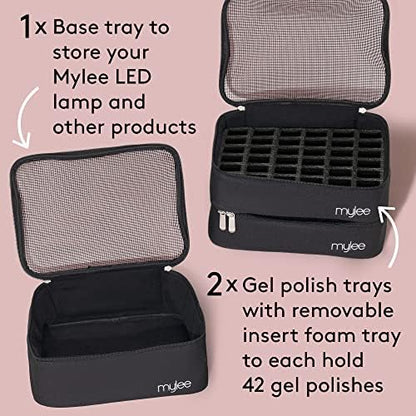 MYLEE Gel Polish Carry Case – Nail Polish Storage Organiser, Holds 84 Nail Polish Bottles, 3X Removable Trays, Travel Friendly Bag, Nail Technician Case, Foam Insert, Professional & Home Use