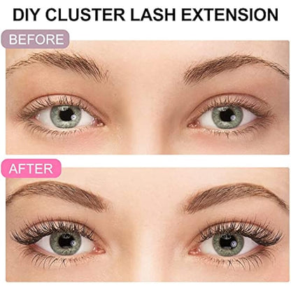 Cluster Lashes Extensions, 144Pcs Individual Clusters Lashes D Curl 15mm, Wide Stem Cluster Eyelashes Soft Natural False Eyelashes DIY Eyelash Extension At Home (15mm, 144P D Curl)