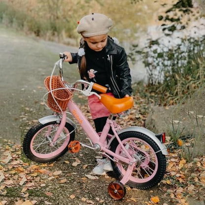 STITCH Retro 12/14/16/18 Inch Kids Bike for 2-9 Years Old Girls, 12/14/16/18 Inch Wheels Girls Bike with Stabilisers & Basket