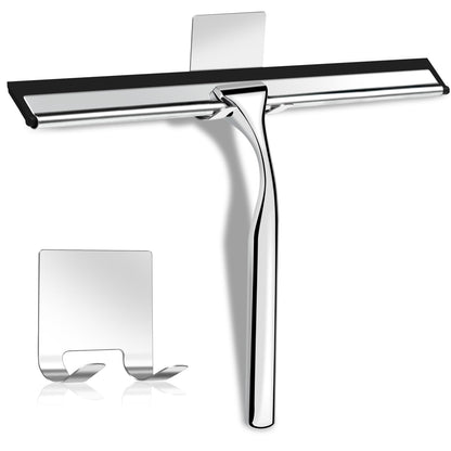 Shower Squeegee, Stainless Steel Window Squeegee, Shower Screen Wiper Squeegee Cleaner Tool for Bathroom, Glass Doors, Windows, Mirror, Car, Kitchen