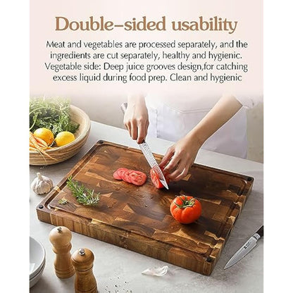 XINZUO Large Thick End Grain Acacia Wood Cutting Board
