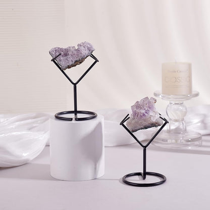 AHANDMAKER 2Pcs Rock Display Stand, Metal Crystal Display Holder Small Crystal Ball Holders for Gemstones Spheres Geodes Rocks Fossils Marbles Home