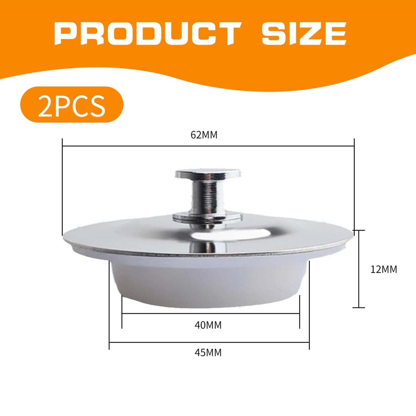 2pcs Bath Plug UK – Silicone Stainless Steel Drain Stopper for Bathtubs, Showers, and Sinks, Leak-Proof, Easy to Use
