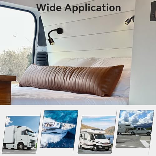 Obeaming 12V Dimmable Reading Light Campervan Boat Bedside Reading Lamp, Gooseneck LED Spotlight for Camper Van Caravan Truck Motorhome Caravan, Equipped USB Charger & Press Dimmer Switch