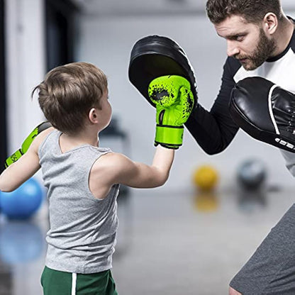 Grosee Kids Boxing Glove 6oz, 8oz, Training Sparring Gloves for Punching Bag, Kickboxing, Muay Thai, MMA, UFC, Gift for Age 6-15 Years, Leather, Boys and Girls
