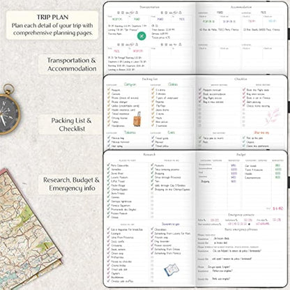 Legend Travel Planner – Vacation Itinerary Organizer – Travelling Journal for Women, Men & Couples – Traveling Log (Black)