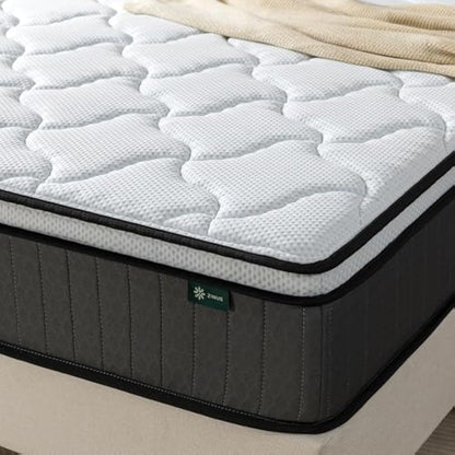 Zinus Single Pocket Spring Mattress–Tight Top Mattress 90x190cm/3x6ft–25cm/10in Height–Medium Firmness with Recycled Padding and High-Density Foam for Comfort–10-Year Warranty–OEKO-TEX Certified