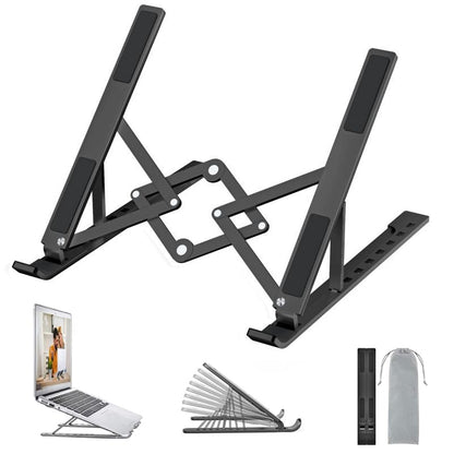 OUGEP Laptop Stand For Desk, 8 Levels Height Adjustable Aluminum Laptop Portable, Compatible with MacBook Air/Pro, HP, ASUS, Dell