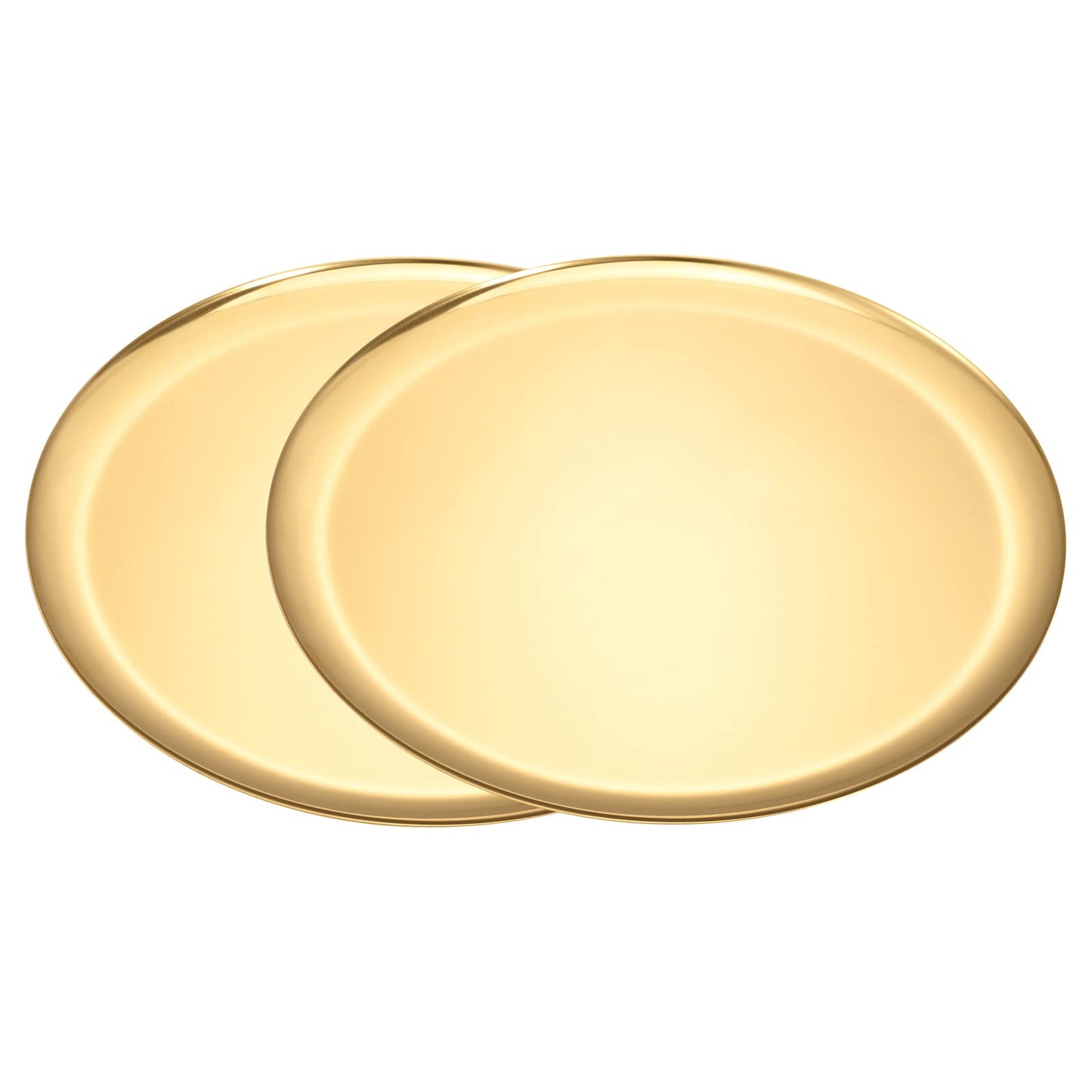 luvtree Set of 2 Large Round Gold Stainless Steel Tray ? Multipurpose for Cosmetics, Jewellery, Candles, Champagne & Coffee Table Decoration.