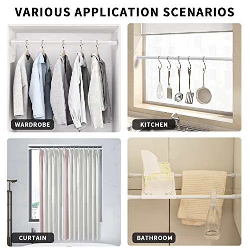 Vista 135-250cm Tension Rods for Curtains without Drilling Curtain Poles Extendable Curtain Rod Adjustable for DIY Projects, Cupboard, Kitchen,