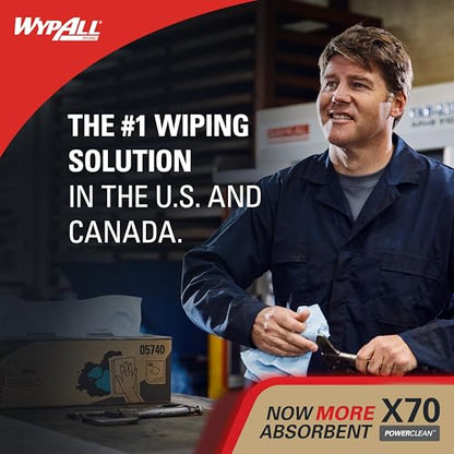 WypAll X70 Power Clean Cleaning Cloths 8381 - Reusable Cloths - 1 Right Rag Box x 300 White, Absorbent Cloths