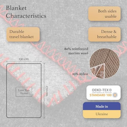 LYHome Travel Blanket - Extra Warm Picnic Throw, Bed Camping Outdoor Wool Blankets, Cozy Soft Throws, Military Army and Garden Outside Use (51x67 in | 130x170 cm | Gray - Dark Gray Double-sided)