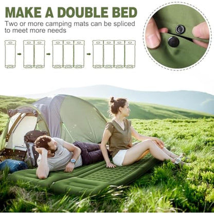 NexusNurture Camping Mat, 12CM Thicken Self Inflating Camping Mat with Built-in Pump & Pillow, Ultralight Mattress Sleeping Mat, Waterproof Camping Bed for Backpacking, Hiking, Camping and Beach