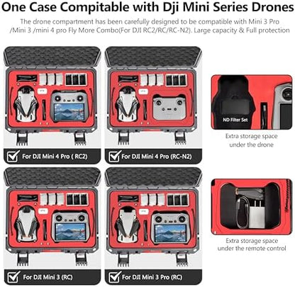 STARTRC Dual Layer Hard Case for DJI Mini 4 Pro, Waterproof Pressure Resistant Carrying Case for DJI Mini 4 Pro Accessories - Fits for DJI RC 2/RC-N2