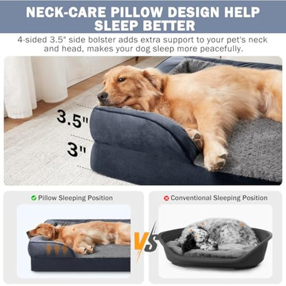 JOEJOY Large Dog Bed, Orthopedic Memory Foam Dog Beds, Washable Pet Bed, Grey, Fits up to 50lbs, Good for Doberman Pinscher, Sheltie, Border Collie, Australian Herding Dog