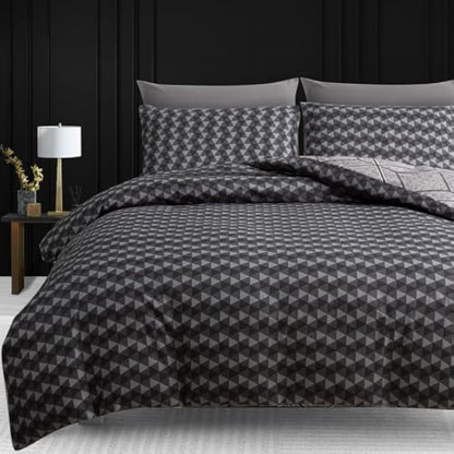 Lazzaro Double Duvet Set - Premium Brushed Microfiber Double Duvet Cover (200 x 200 cm) 3 PCs - Breathable Luxury Bedding Set With Zipper Closure