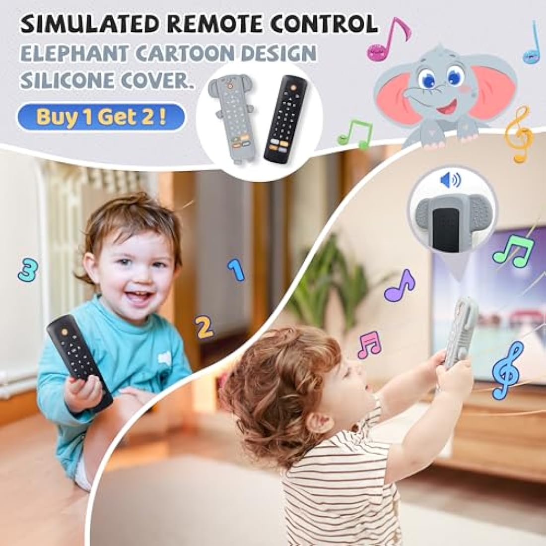 Baby Remote Control Toy with Silicone Teether Cover - Baby Musical Toys, Early Number Learning in 3 Languages (English, Spanish & French), Preschool Boys Girls Toys Gift 6, 12, 18 Months.