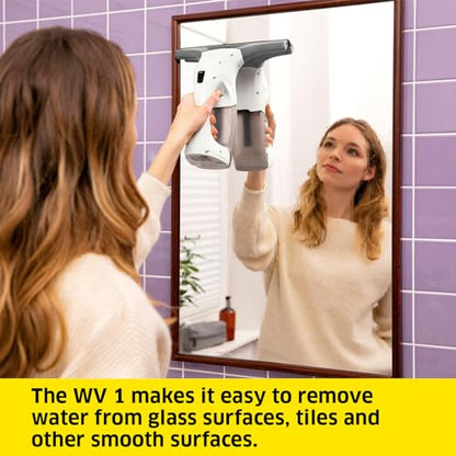 Kärcher WV 1 Window Vac, Condensation Removal, Battery Running Time: 20 min, LED Display for Battery Status, Dirty Water Tank: 100 ml, Weight: 0.5 kg
