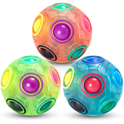 Vdealen Magic Rainbow Puzzle Ball- Fidget Ball 3D Puzzle Stress Reliever Brain Teaser Travel Toy- Birthday Party Easter Christmas Stocking Fillers Gift Toy for Kids Teens Adults- 3 Pack