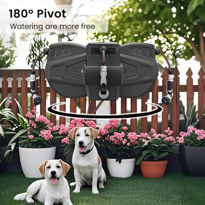 Roywel Auto Reel Garden Hose 30M，Hose Reel Wall Mounted，Auto Rewind, Self-Locking System,180° Pivotal with Multifunction Spray Nozzle