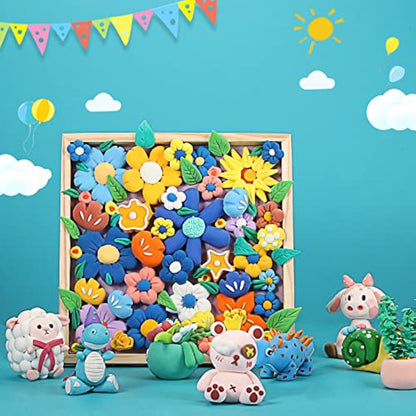 iFergoo Air Dry Clay, 50 Colours Modelling Clay for Kids, Safe and No-Toxic Modeling Clay & Dough, Soft & Stretchable DIY Magic Clay with Tools, Children Boys Girls Toys