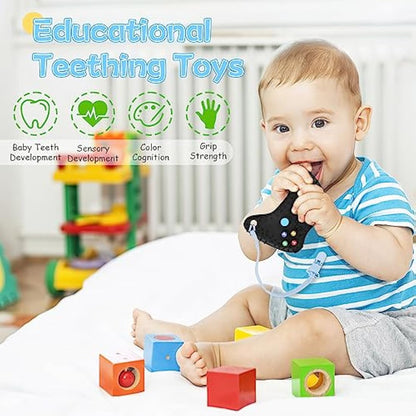 Tikplus Baby Teething Toys, Baby Remote Control & Game Controller Teething with Baby Dummy Chain, BPA-Free Silicone Teething Aid Baby Teether Relief for 0-6 Months