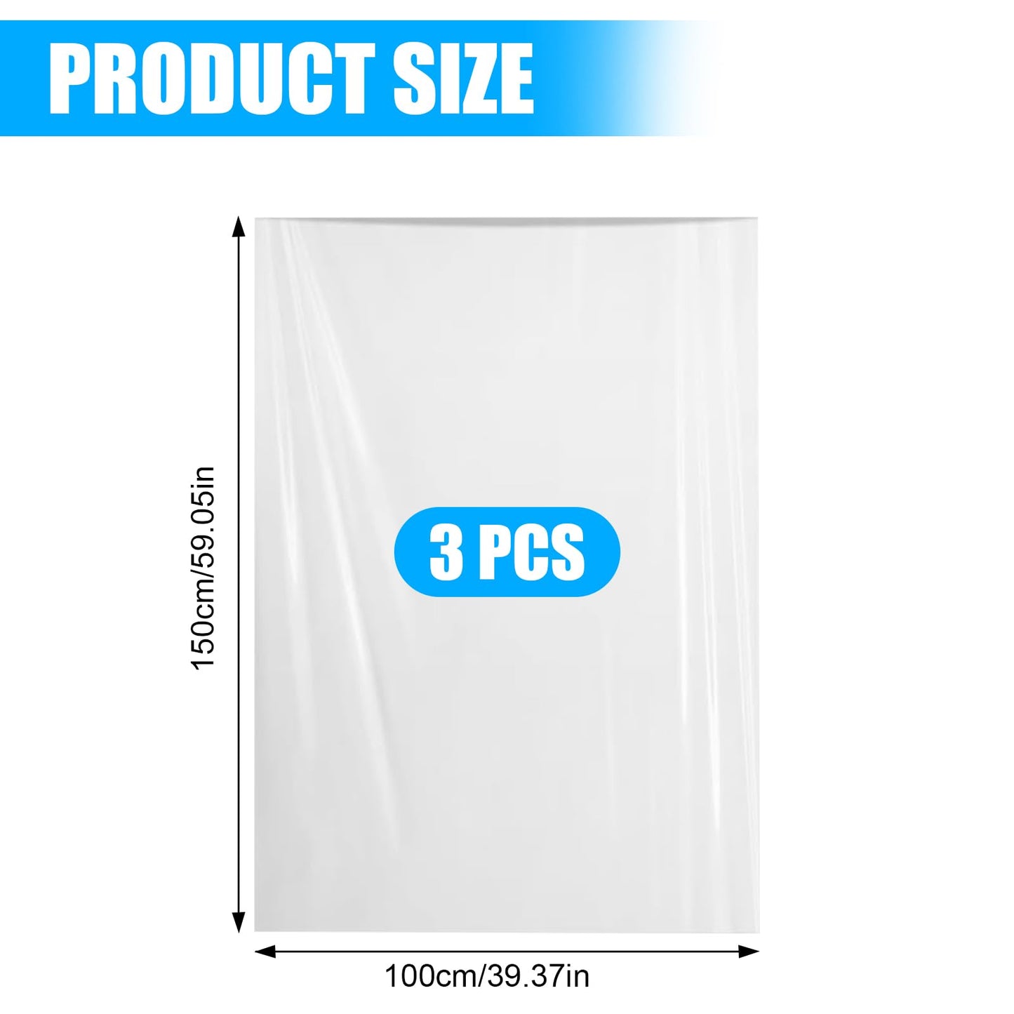 3 Extra large plastic bags,100 * 150cm heavy duty large clear plastic bags,thickened and sturdy,dustproof,moisture-proof,suitable for