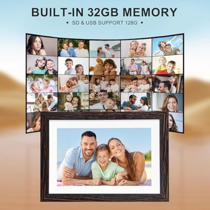 Hesmor Frameo Digital Photo Frame WiFi, 10.1 Inch Frameo Digital Picture Frame, 1280x800 IPS LCD Touch Screen, Auto-Rotat Built in 32GB Storage Electronic Photo Frame Share Photos Videos Anywhere