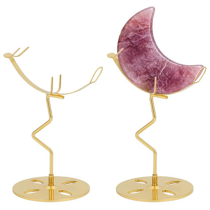 NBEADS 2 Sets Crystal Display Holder, 7.9x13.5cm Moon Shaped Small Rock Display Stand Sphere Display Holder for Gemstones Geodes Mineral Agate Home