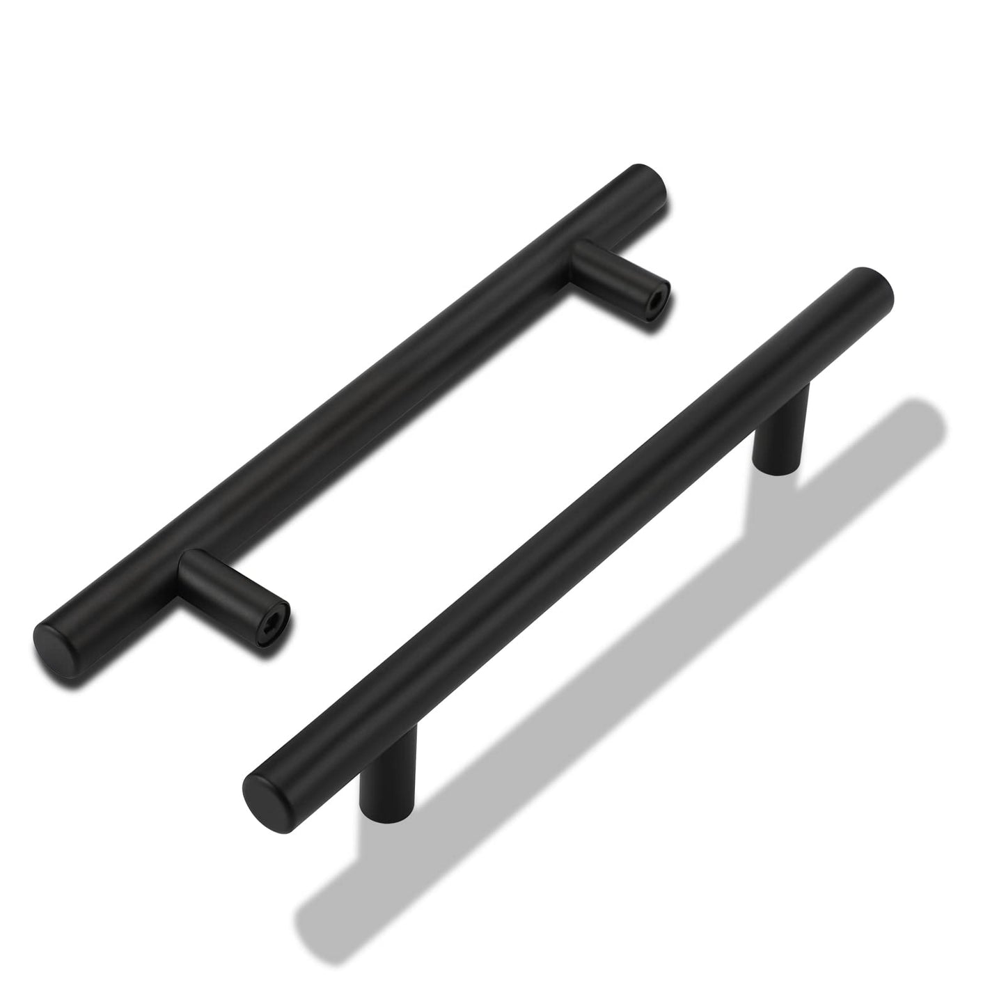 LONTAN 20 Pack Black Kitchen Handles 128mm Black Cupboard Handles Kitchen Door Pulls Drawer Pulls for Cabinet Wardrobe Bathroom Stainless Steel