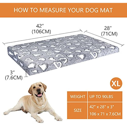 VANKEAN Dog Bed Mat Reversible(Warm & Soft), Stylish Pet Bed Mattress for Dog Crate, Water Proof Linings, Removable Machine Washable Cover, Pet Bed for Small to XX-Large Dogs, Light Grey