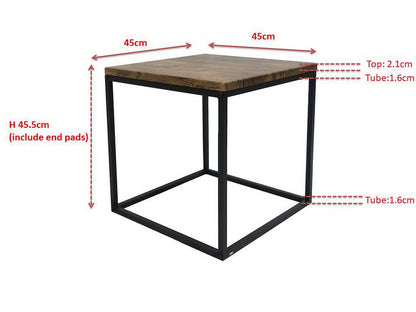 ASPECT Savona Square Coffee/Side End Table (Vintage/Black, 45x45x45cm)