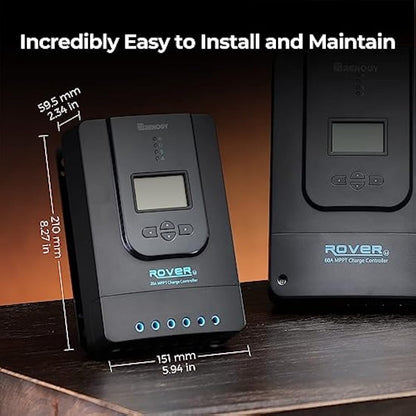 Renogy 20A 12/24V MPPT Bluetooth Solar Panel Solar Panel Solar Charge Controller with LCD Screen