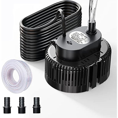 Lnicez 𝟯𝟬𝟬𝟬𝐋／𝐇 Submersible Water Pump, Powerful Portable Water Pump(75W) with 5m Drainage Hose & 7.5m Upgraded Power Cord for Swimming Pools, Fish Tank, Pond,3 Nozzles