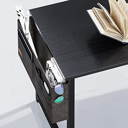 ODK Computer Writing Desk, Sturdy Home Office PC Table, Work Desk with Storage Bag and Headphone Hook (Black, 80 x 40 cm)