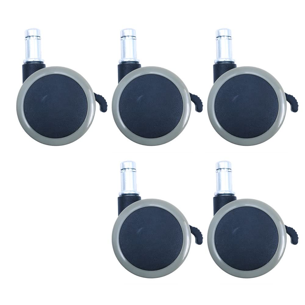 WANGCL Office Chair Casters Floor Protecting Rubber (Set of 5) 50 MM Castor Wheels with Standard Stem Size (Gray)