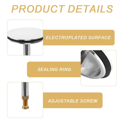 Vaniika Adjustable BathPlug, Screw 43mm Cover Pop-Up Bathtub Chock Plug 8mm Pole, Bath Tub Heavy Duty Brass Chrome Bathtub for UK Standard Bathtub